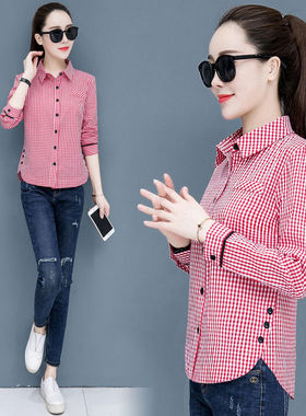 加绒2025春季条纹衬衫女士上衣短袖长袖休闲百搭韩版衬衣女打底衫