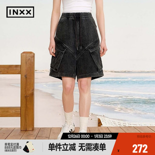 感短裤 街头工装 个性 大口袋贴袋设计直筒五分裤 潮 男女同款 INXX