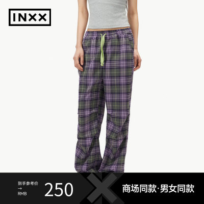 【inxxstreet】ANGRY HUNGRY 宽松直筒格纹休闲裤女AHE1020006