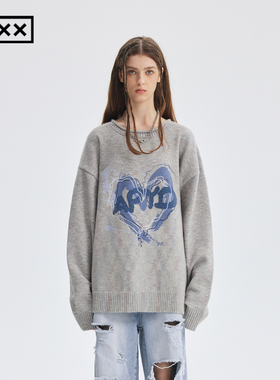 【INXX】APYD潮牌新品爱心刺绣套头针织衫男女同款APE3060861