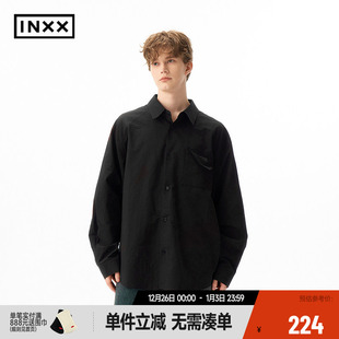 INXX 衬衣男女同款 潮牌基础款 叠角袋口长袖 XRF1040539 刺绣衬衫