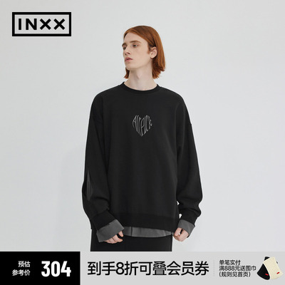 【INXX】ALLPICK 潮牌秋新品假两件套头卫衣情侣上衣APD3101019