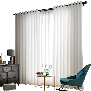 窗帘纱帘透光不透人纱飘窗白色阳台纱客厅卧室半遮光窗纱2026新款