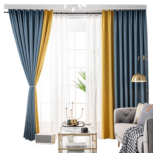 2025年新款卧室全遮光客厅免打孔窗帘布北欧简约现代隔热防晒挂钩