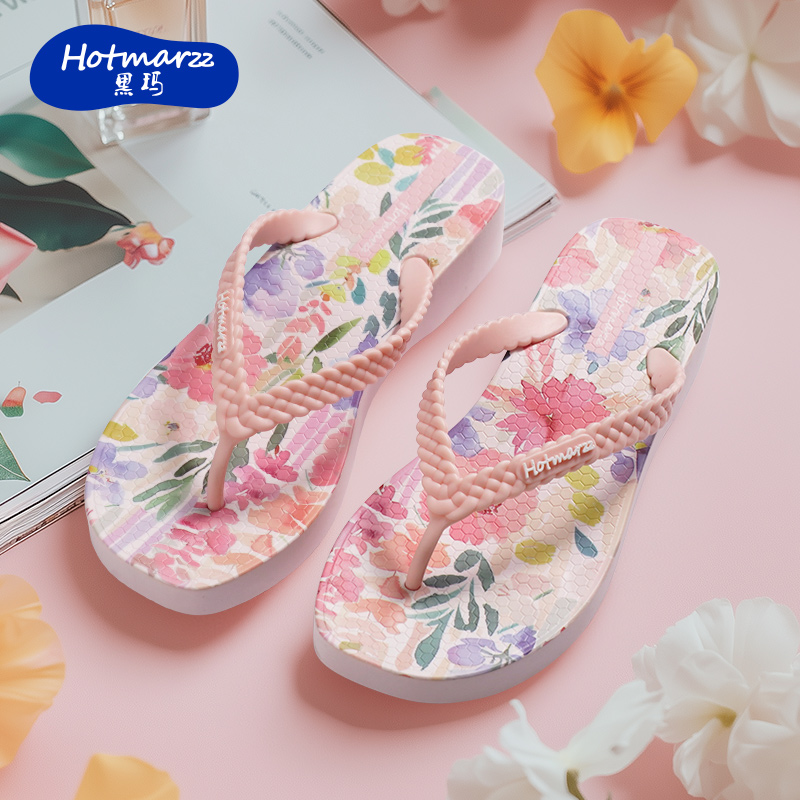 黑玛厚底人字拖女夏外穿