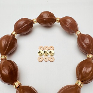 梅林铁核牛皮包金色隔片 文玩手串DIY配饰 橄榄核牛皮隔垫垫片