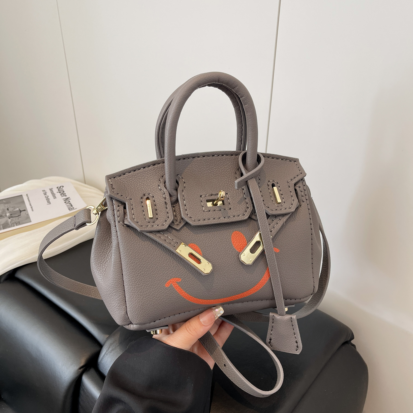 笑脸印花铂金包diy手工材料包