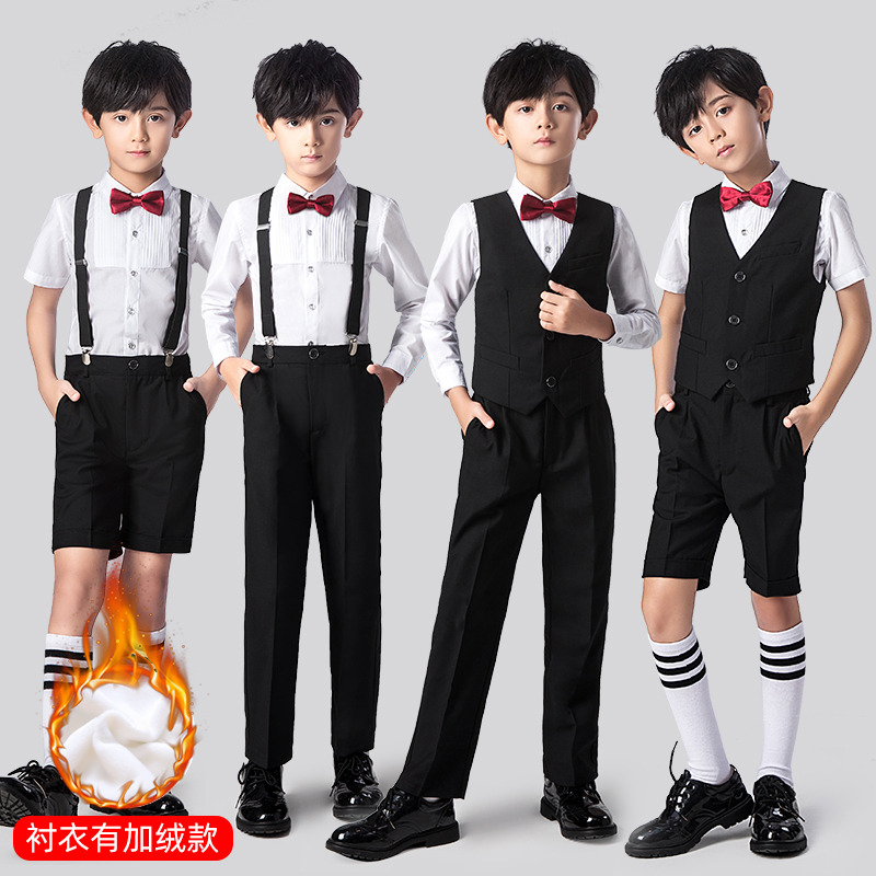 花童男童礼服套装儿童小西装秋冬男孩主持人婚礼西服钢琴演出服装