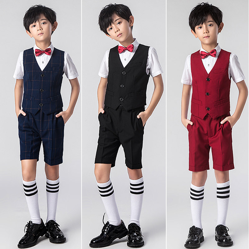男童儿童礼服马甲套装小西装男孩主持人演出服装钢琴花童婚礼西服
