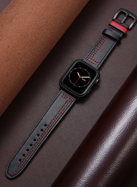 适用iwatch10/9/8/7/6SE表带apple watch5真皮表带苹果男女iwatch ultra2通用38mm42series7潮新透气41mm45