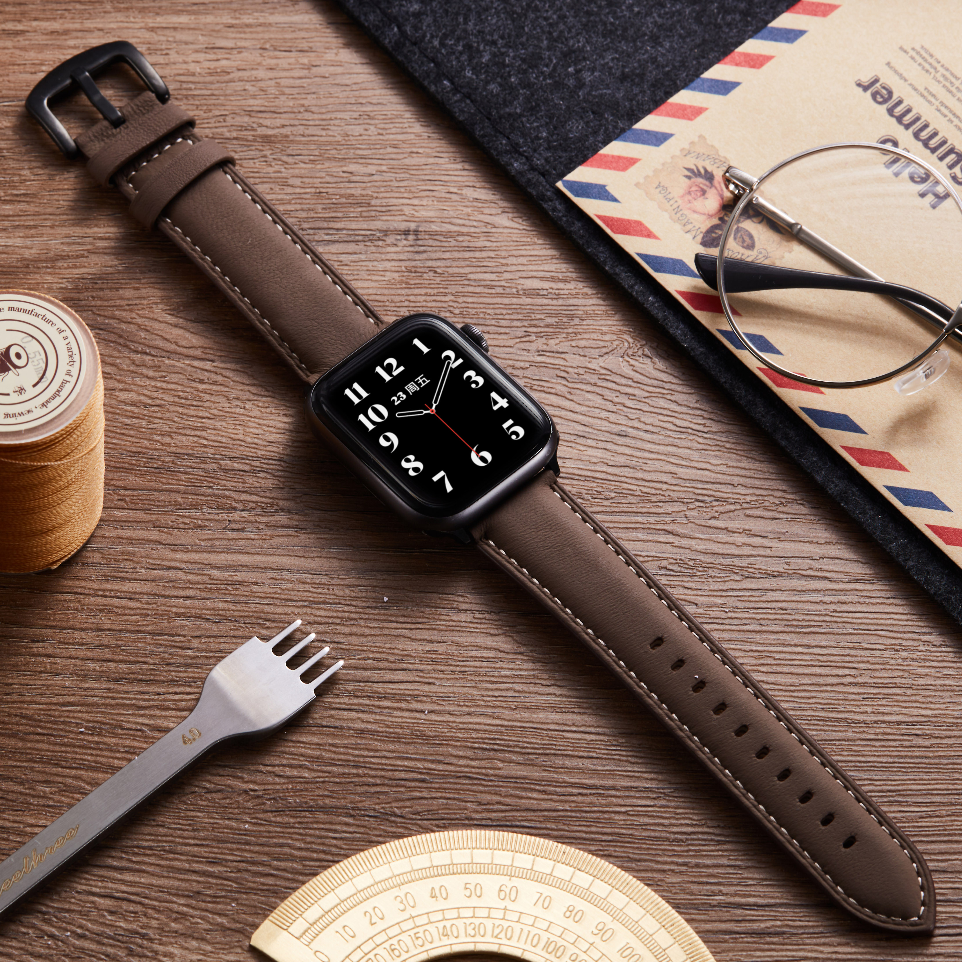 经典扣真皮手表表带索柯