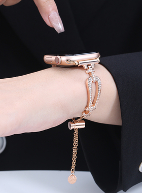 索柯适用于apple watch10表带苹果手表s9/8/7/6/5代表带女款iwatch se高级感46/45mm金属小众6se创意带钻夏天