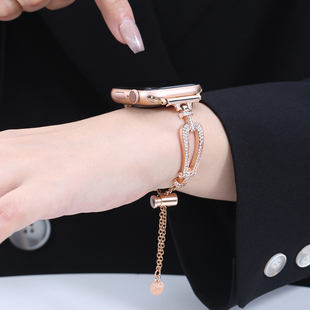 5代表带女款 索柯适用于apple se高级感46 iwatch 45mm金属小众6se创意带钻夏天 watch10表带苹果手表s9