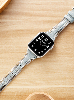 索柯适用iwatch s109苹果手表新款真皮表带apple watch987654代Ultra2男女生小众46/45/49mm创意潮牌高级夏季