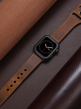 索柯适用苹果手表iwatch9表带apple watch ultra/6/5/7/8代高级男女款小众个性真皮皮质41手表带45mm墨绿色49