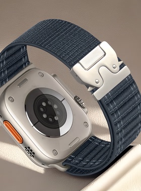 索柯适用applewatch10表带卡扣iwatchS9苹果手表腕带876代新款尼龙编织42/46mm男女款运动543小众SE2回环