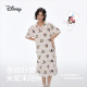 迪士尼可外穿莫代尔棉卡通短袖 睡裙可爱条纹睡衣家居服夏女 中长款