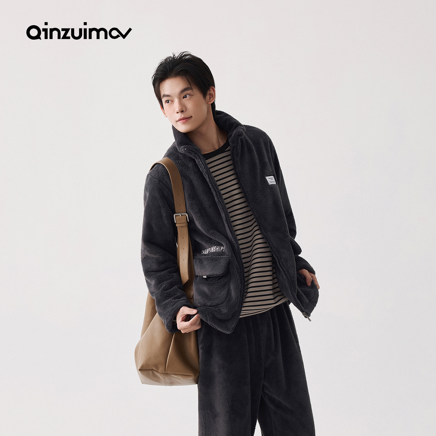 亲嘴猫暖暖绒可外穿家居服套装男