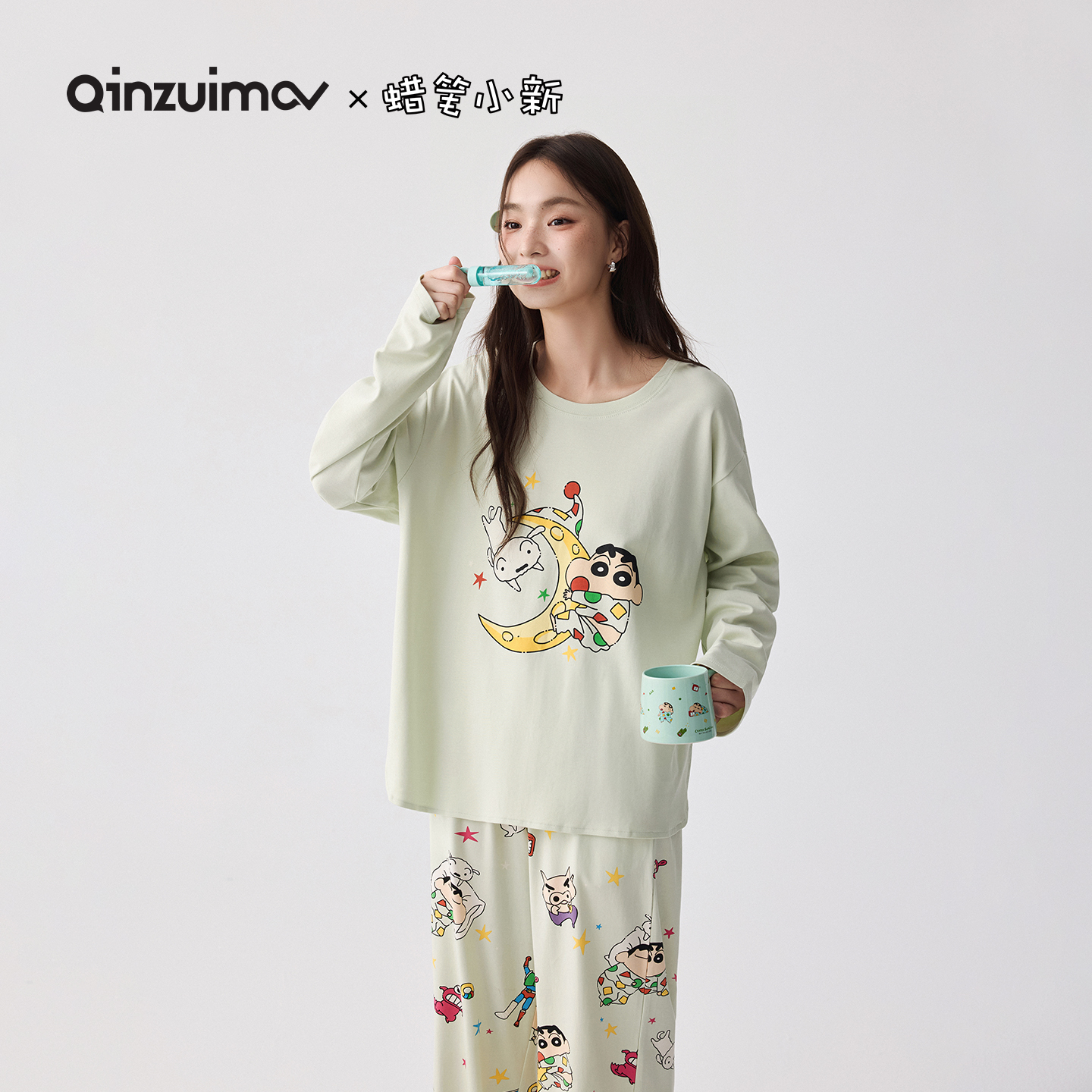 亲嘴猫莫代尔棉可外穿睡衣家居服