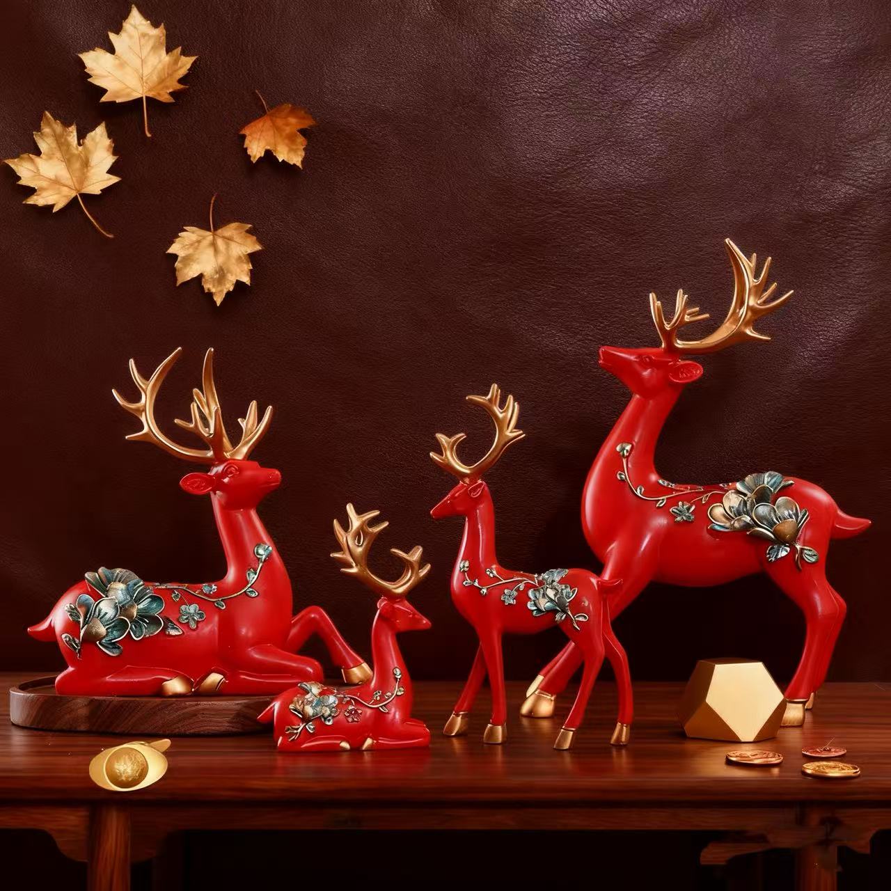 创意梅花鹿摆件现代客厅电视柜家居装饰品新房乔迁结婚送新人礼品