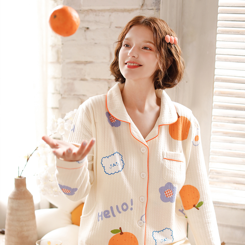 梦蜜 月子服春秋产后纯棉空气棉秋冬孕妇家居服女冬季款哺乳睡衣
