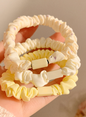 夏季高弹力韩系可爱黄色发圈女温柔百搭慵懒风简约扎头发头饰发绳