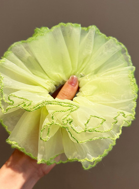 茉莉青提~高级感绿色大肠发圈女扎头发丸子头超大号发饰新款头绳