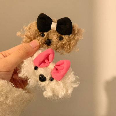 可爱毛绒蝴蝶结小狗发夹
