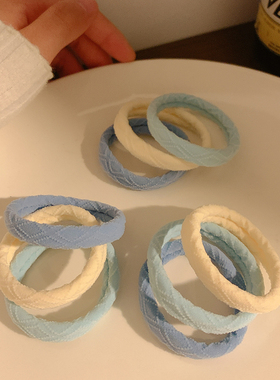 海盐蓝~3条装可爱高弹力皮筋扎头发耐用毛巾发圈头绳无痕基础发绳