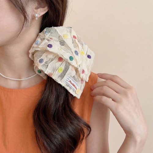 彩色波点方巾大肠发圈女高级感