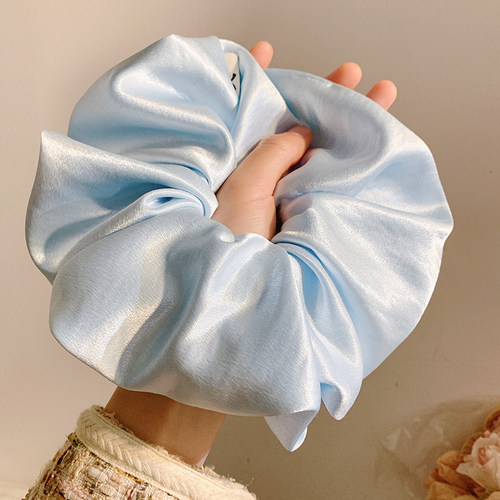 冰川幽兰~蓝色丝光缎面大肠发圈