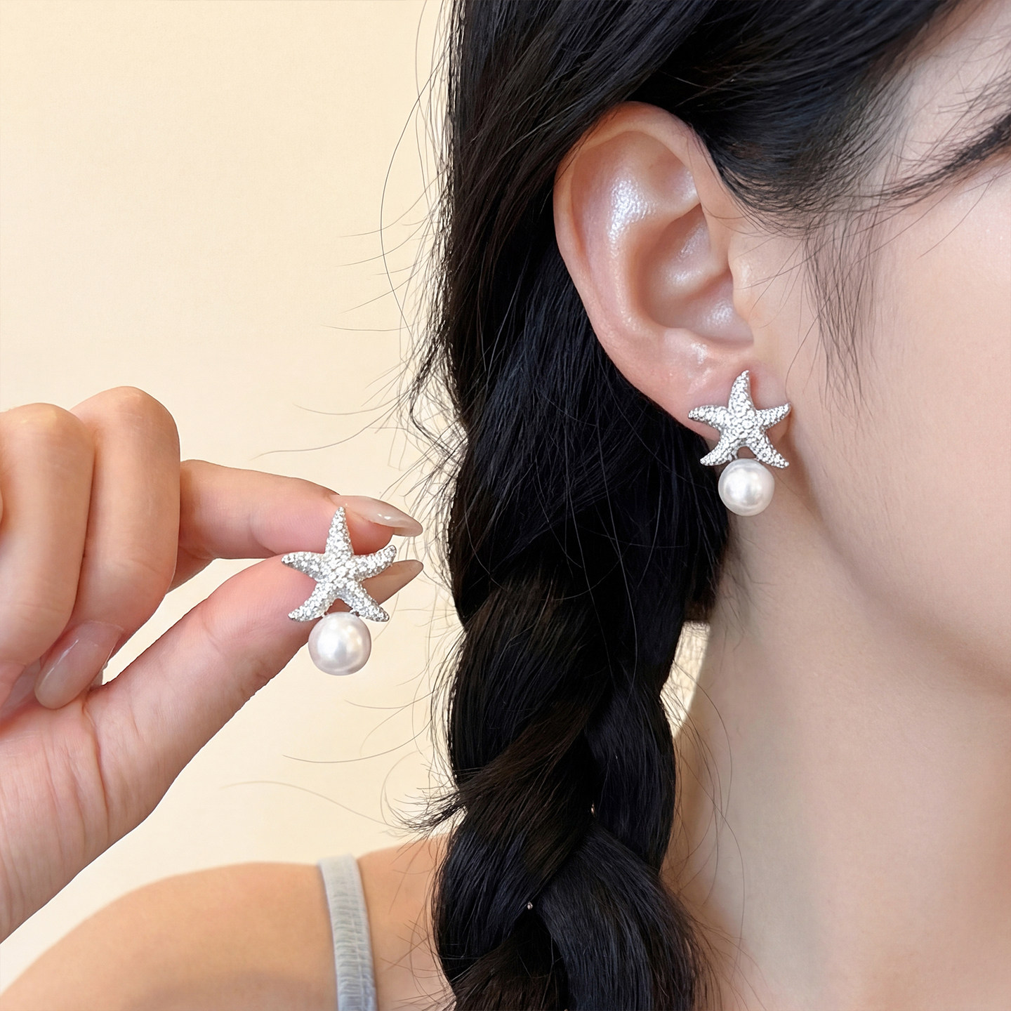 银色海星珍珠耳环女轻奢高级感小众设计耳饰海边度假风耳钉新款,饰品/流行首饰/时尚饰品新,耳环,淘宝优惠券,粉丝福利购,淘宝优惠卷