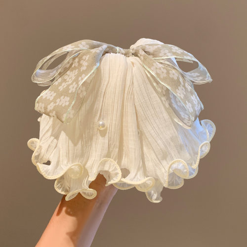 法式绝美米色碎花蝴蝶结发夹抓夹