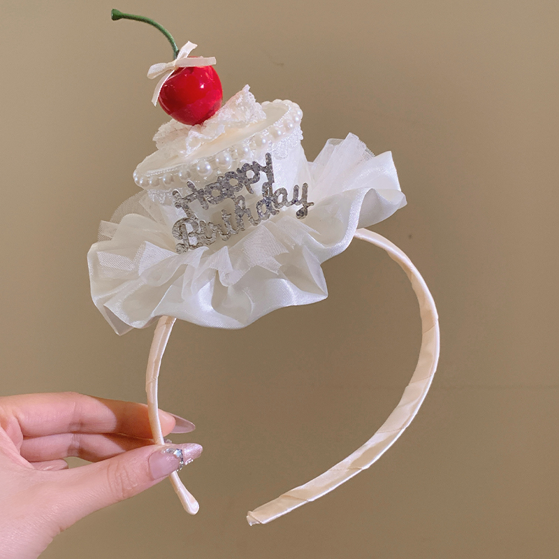 青梅博主同款~樱桃生日蛋糕发箍