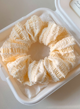 脆脆奶芙~黄色布艺大肠发圈女高级感丸子头百搭头绳扎头发发饰