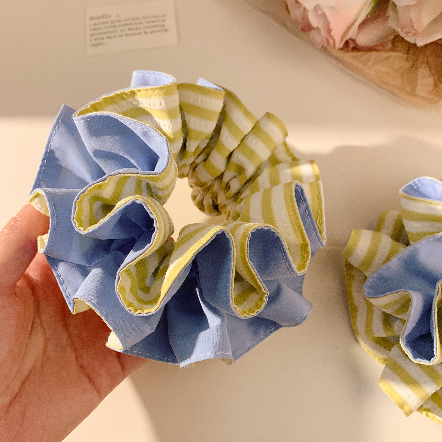 黄色条纹双层大肠发圈女高级感小众设计发绳慵懒风韩系头饰丸子头,饰品/流行首饰/时尚饰品新,发饰,淘宝优惠券,粉丝福利购,淘宝优惠卷