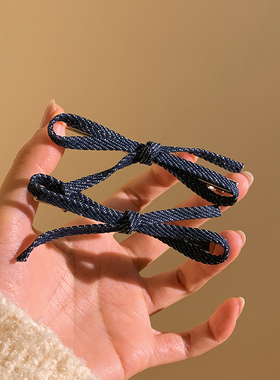 韩系复古牛仔蝴蝶结发夹女高级感前额侧边碎发刘海夹发卡头饰夹子