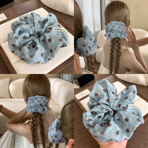 韩系雾霾蓝波点大肠发圈女发绳