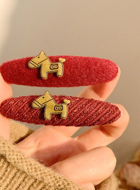 马年红色可爱小马发夹边夹侧边刘海夹女高级感百搭新年发卡头饰