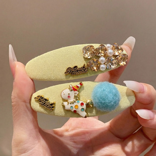 可爱黄色小马水钻发夹边夹侧边夹女高级感碎发刘海bb夹子发卡头饰