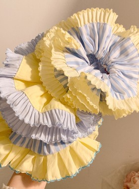 厚芝士奶包~黄色大肠发圈女高级感重工头饰扎头发超大号夏季发绳