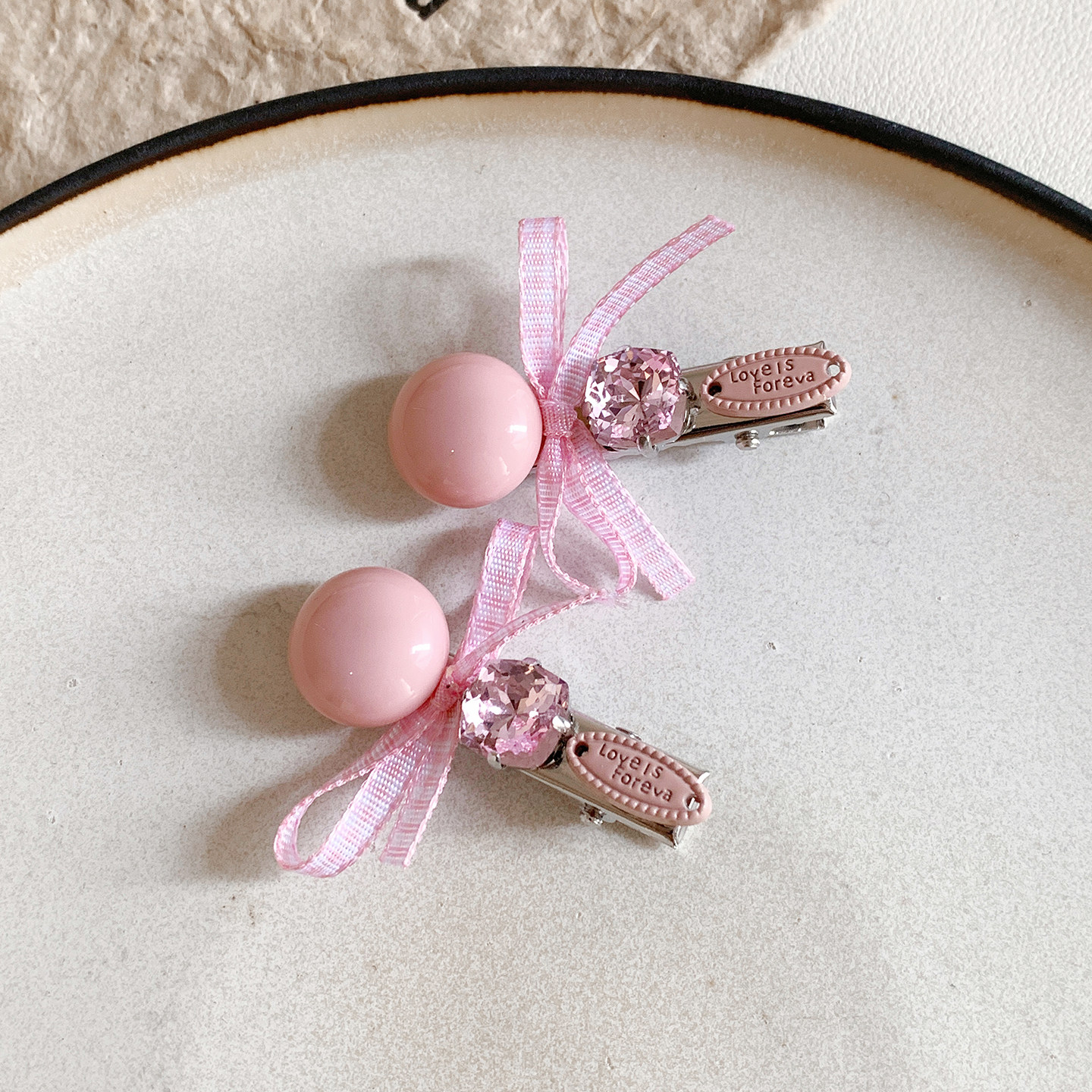 粉色水钻圆珠发夹边夹侧边女前额碎发刘海夹高级感韩系百搭头饰,饰品/流行首饰/时尚饰品新,发饰,淘宝优惠券,粉丝福利购,淘宝优惠卷