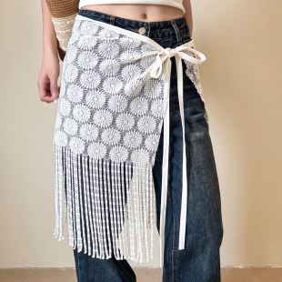 韩系ins风花朵流苏屁帘女甜美可爱叠穿小众设计感配饰慵懒风百搭