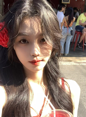 Caro同款红色干枯玫瑰花朵发夹女高级感鲨鱼抓夹海边发饰新年头饰