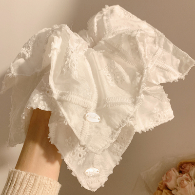 梨花白~白色蕾丝方巾大肠发圈