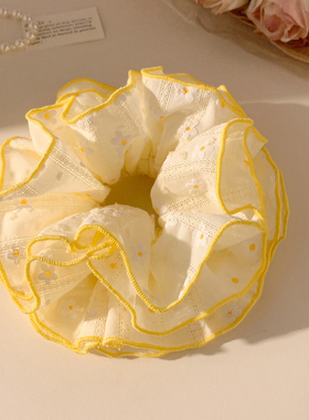 韩系黄色碎花大肠发圈女高级感慵懒风扎头发超大头绳新款百搭发饰