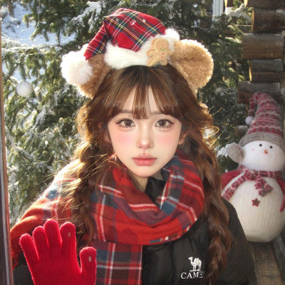 圣诞帽子头饰可爱小熊毛绒发箍