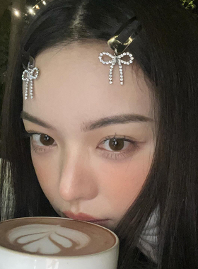 y2k甜酷~ins风水钻金属蝴蝶结发夹女高级感刘海侧边发卡夹子头饰
