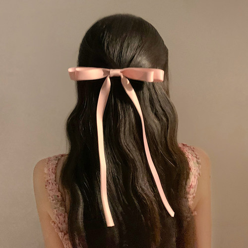 丝带美学~粉色双层蝴蝶结发夹