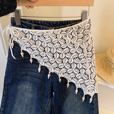 波西米亚风贝壳蕾丝屁帘叠穿百搭